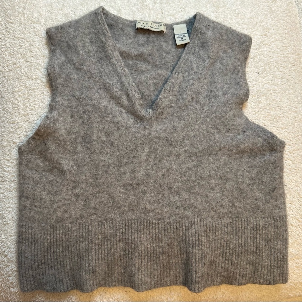 Light Gray Lord & Taylor Cashmere Vest Style Tank-Top